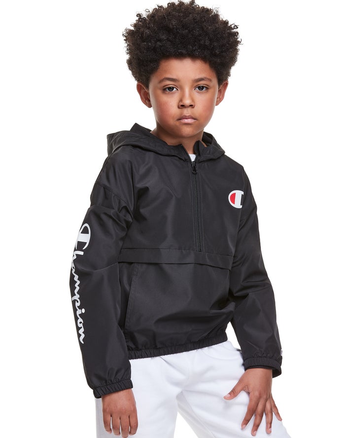 Champion Girls Jackets NZ - Windbreaker C Logo Black ( 4257-IJVBM )